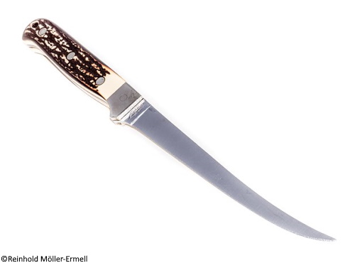 A long-bladed filleting knife.